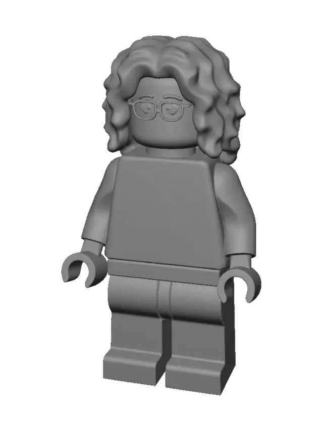 3D model for Curly-Haired Rainbow Striped LEGO Figure