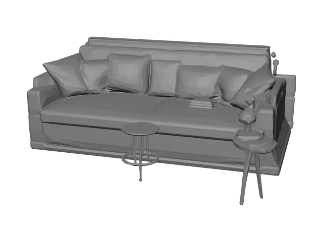 3D model for Contemporary Living Room with Floating Staircase