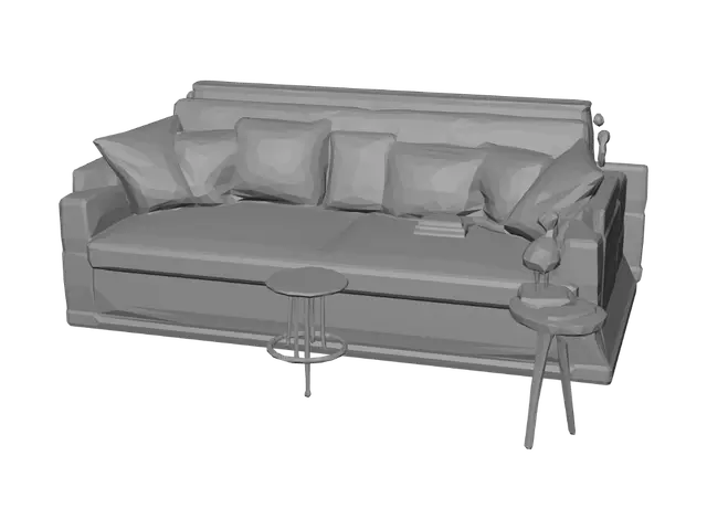 3D model for Contemporary Living Room with Floating Staircase
