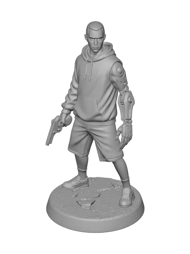 3D model for Hooded Cyborg with Red Arm