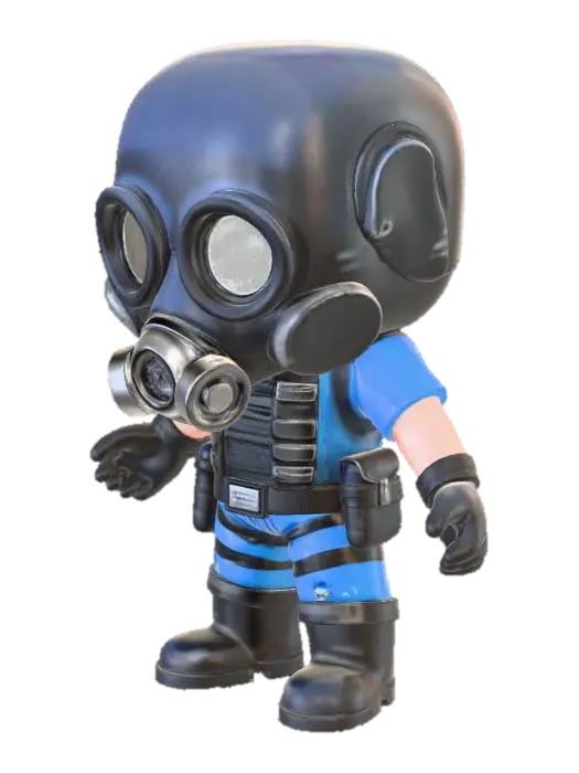 Gas Mask Explorer - Freefirepalomacharacter 3D-model, gegenereerd door AI