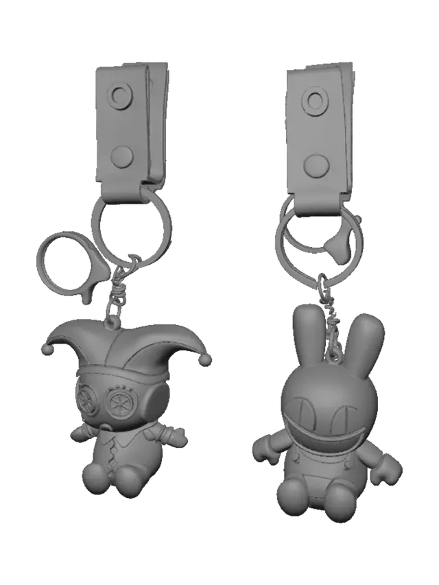 3D model for Colorful Jester and Grinning Bunny Keychains
