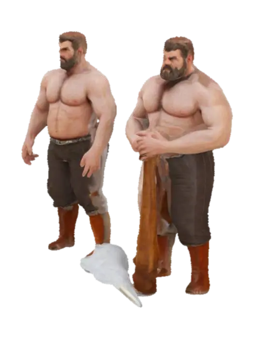 Modello 3D Strength and Tradition - Workers, generato dall’IA