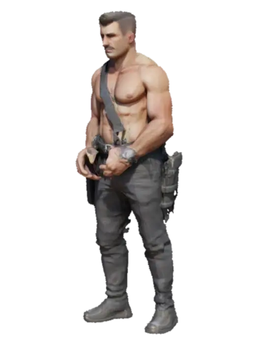 Modello 3D #realistic #cop&ganster #muscluar #tightuniform #arrest #barechest, generato dall’IA