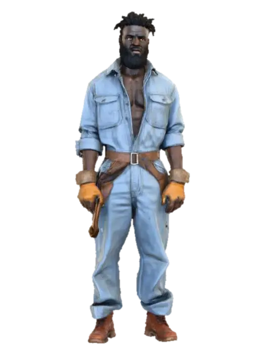 Ultra-detailed 3D model of a 25-year-old West African male, rugged and charismatic,… - Gta 3D model, vytvořený pomocí AI
