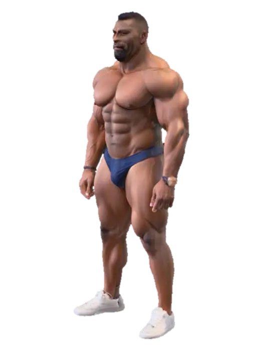 Bodybuilder Showcase - Weightlifting 3D model, vytvořený pomocí AI