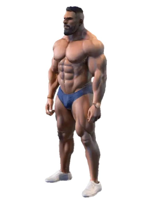 Bodybuilder Showcase - Weightlifting 3D model, vytvořený pomocí AI