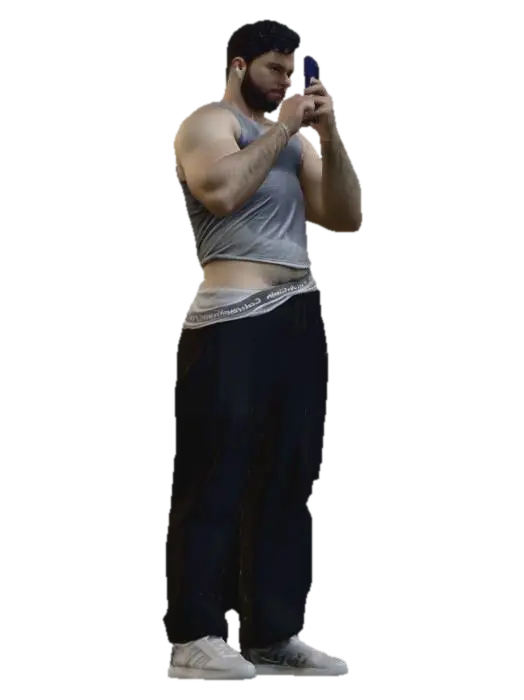 Gym Mirror Selfie 3D model, vytvořený pomocí AI