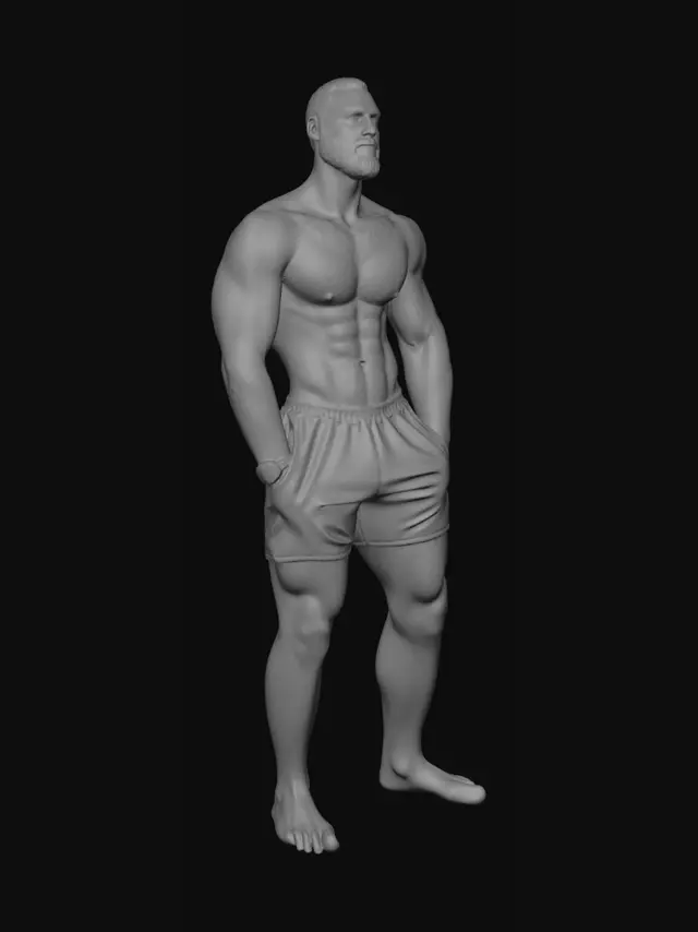 3D model for Muscular Man in Black Shorts