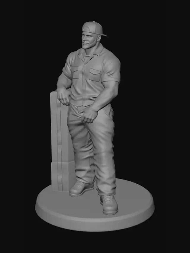 3D model for Bearded Outdoorsman Leaning on a Crate