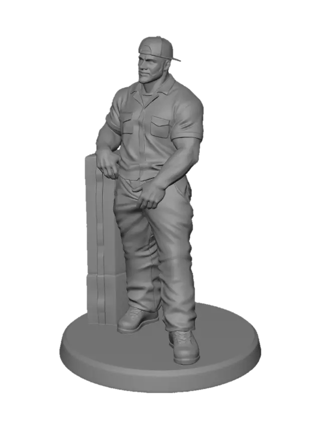 3D model for Bearded Outdoorsman Leaning on a Crate