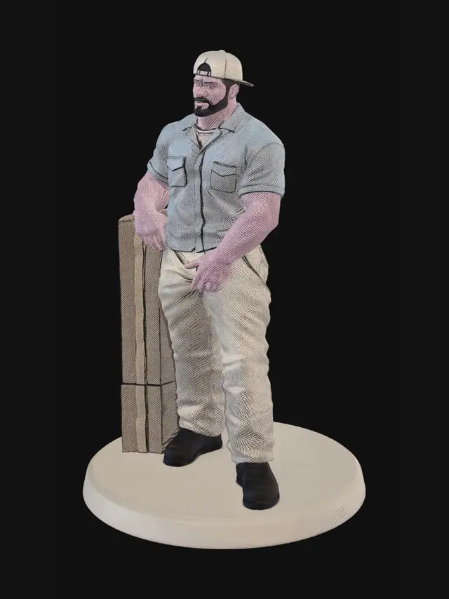 3D model for Bearded Outdoorsman Leaning on a Crate