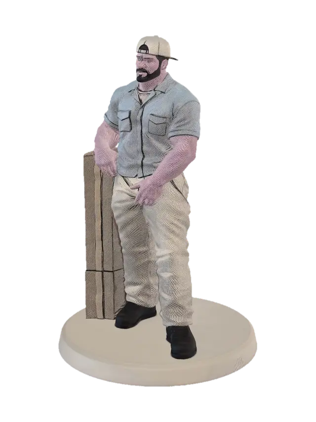 3D model for Bearded Outdoorsman Leaning on a Crate