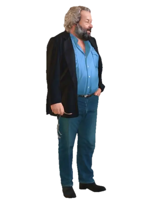 Bud Spencer in a Blue Shirt - Actor 3D model, vytvořený pomocí AI