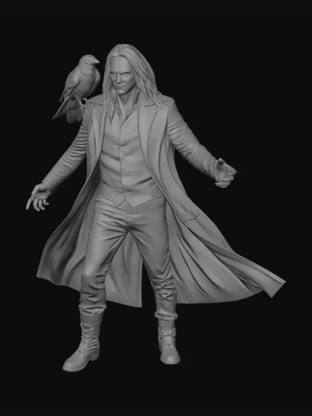 3D model for Raven on a Circular Pedestal