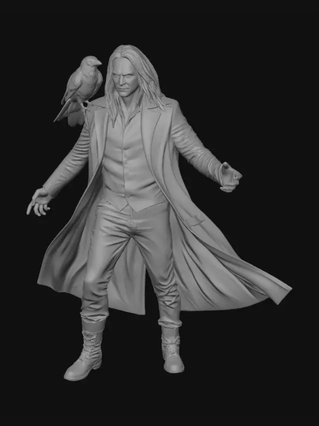 3D model for Raven on a Circular Pedestal