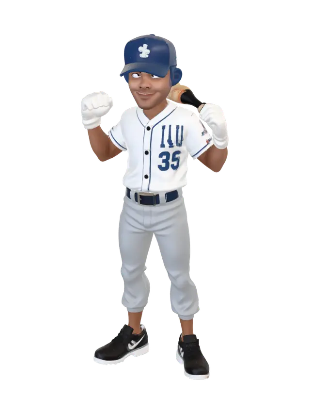 A baseball player typically wears a team cap, a button-up jersey with their team's… - Glove 3D model, vytvořený pomocí AI