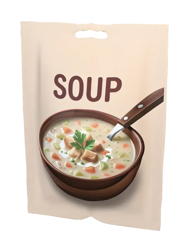 Creamy Vegetable Soup Packet 3D model, vytvořený pomocí AI