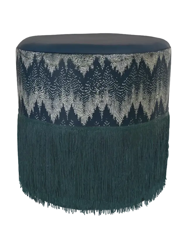 3D model for Teal Fringe Geometric Pouf