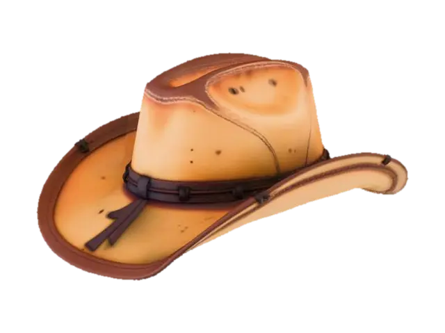 3D model for Design a retro cowboy hat used between 1800 and 1900. Make it with a straw sash. Create a distressed look. Create a realistic, high-quality texture.