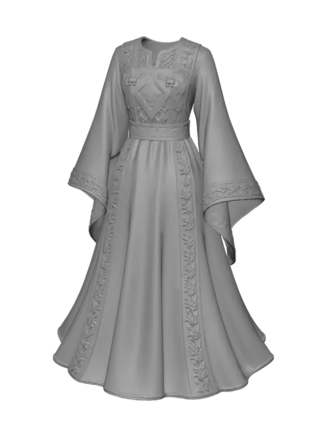 3D model for Geometric Embroidered Caftan Dress