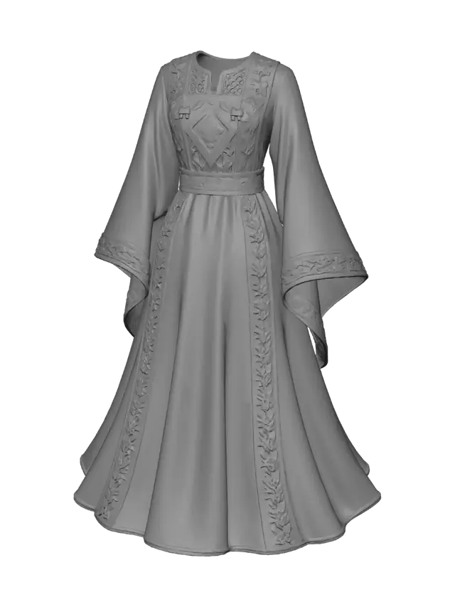 3D model for Geometric Embroidered Caftan Dress