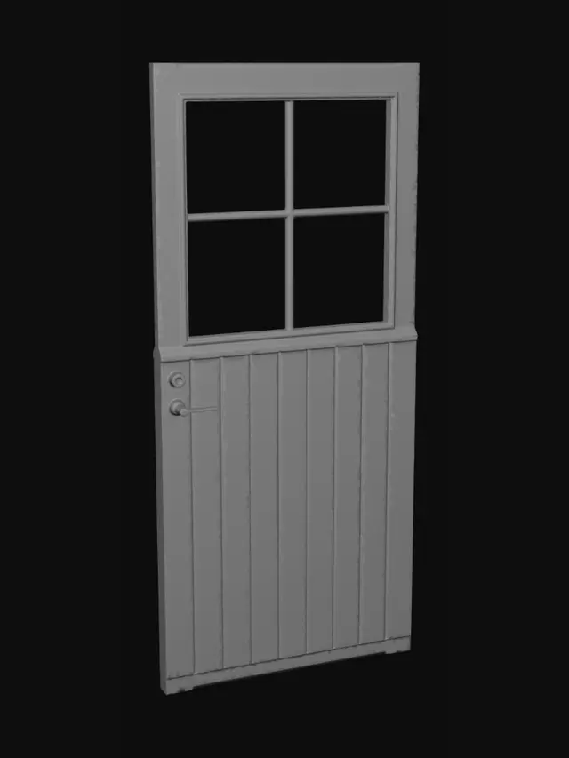 3D model for Four-Pane Windowed Wooden Door