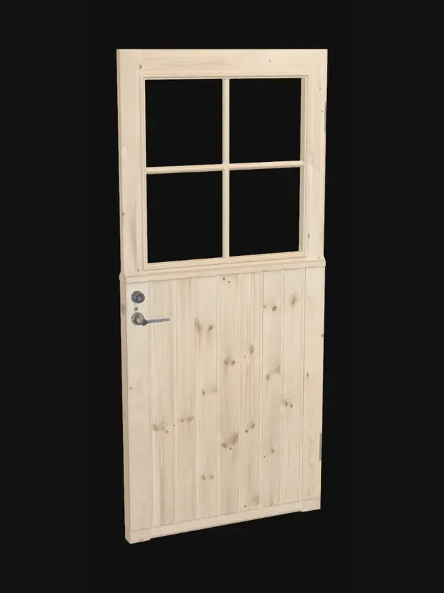 3D model for Four-Pane Windowed Wooden Door