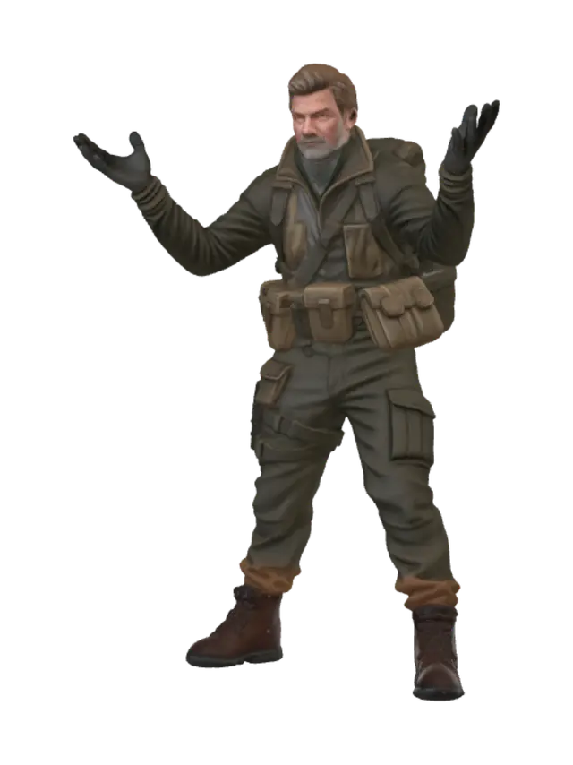 3D model for Male character in their 40 to 50s with hunting outfit