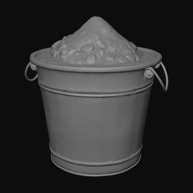 3D model for metal bucket filled with cement