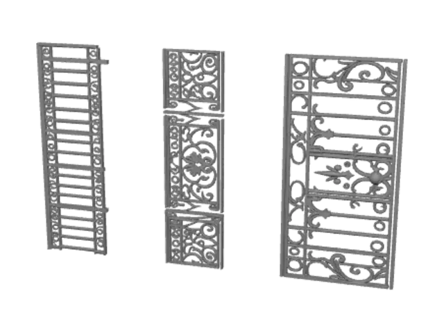 3D model for Ornate wrought-iron gate panels