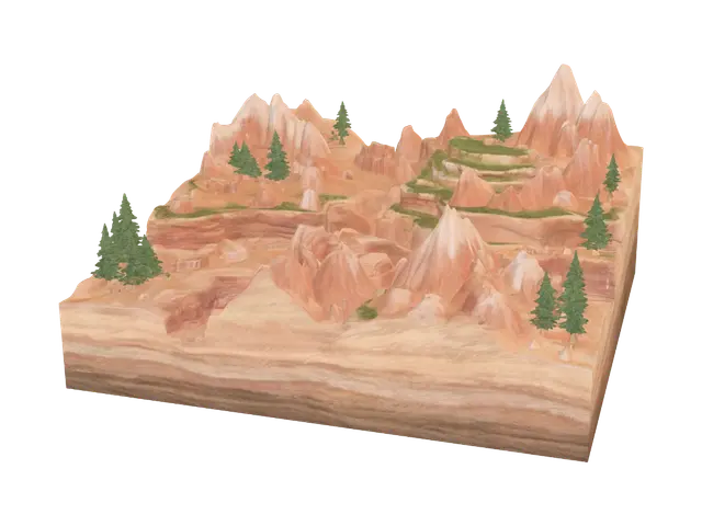 3D model for Terraced Desert Mountain