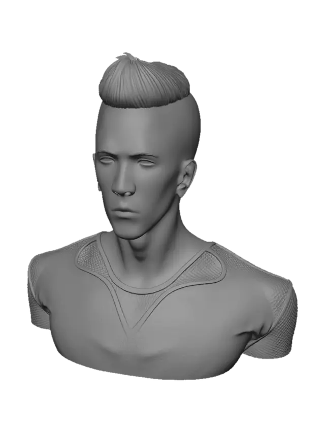3D model for 3D game asset, male hair mesh only, no head or body, short neat hair with a side part, slightly swept to one side, close to the scalp, clean low-poly style suitable for a fantasy RPG character, isolated on white background