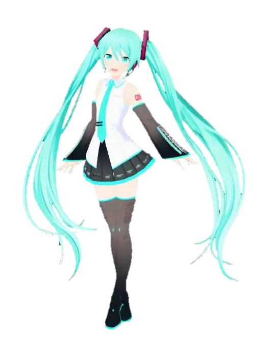 Hatsune Miku in School Uniform 3D model, vytvořený pomocí AI