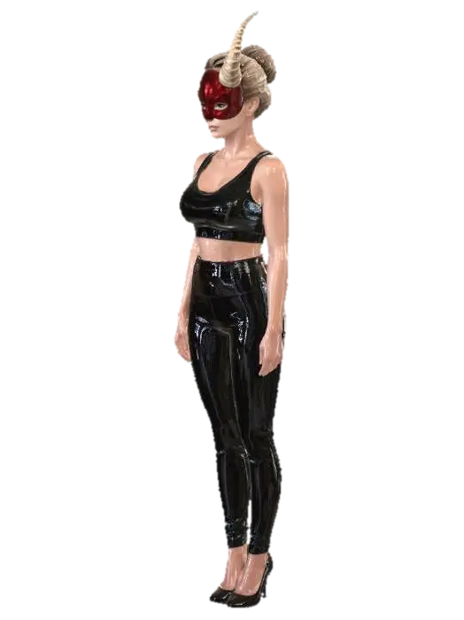 Red Horned Mask in Latex - Mold 3D model, vytvořený pomocí AI