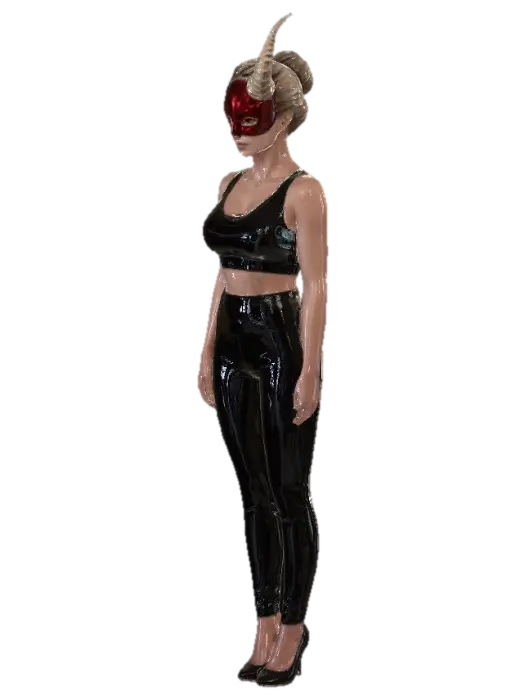 Red Horned Mask in Latex - Mold 3D model, vytvořený pomocí AI