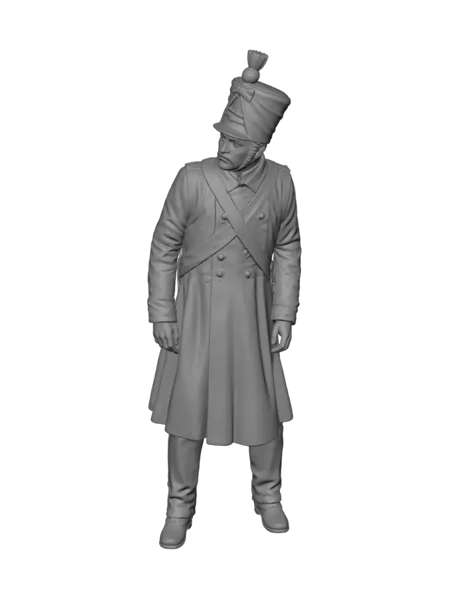 3D model for Ottoman Guard Officer in a Grey Coat