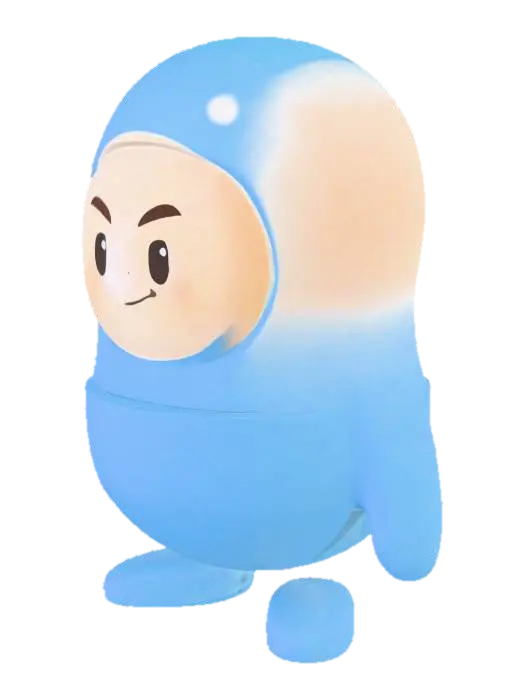 Blue chubby Buddy - Cuteface 3D model, vytvořený pomocí AI