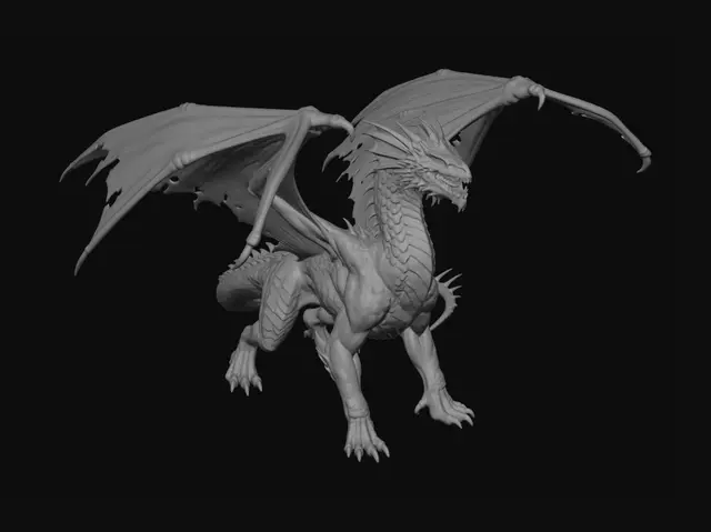 3D model for Full body, feet & full wings visible. Massive adult white dragon w/lean athletic arctic-predator build, long flexible neck, narrow torso, powerful hindquarters, & sleek hunting silhouette. Frost-white scales mottled w/pale blue and light gray, surfaces weathered like old ice and snow-covered stone. Narrow feral draconic skull w/ice-pick horns and frills sweeping backward, sharp teeth, predatory eyes, & spined crest running from skull down neck and spine. Huge pale batlike wings adapted for blizzard flight, membranes slightly ragged and frost-stained. Claws dark ivory, breath misting cold air. Animalistic apex hunter aesthetic, grounded dark fantasy realism, believable reptilian anatomy, clean geometry Negative Prompt fat dragon, regal king pose, crystal dragon, elegant serpent body