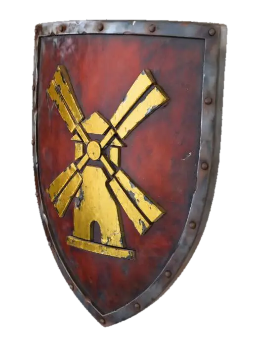 Windmill Heraldry Shield 3D model, vytvořený pomocí AI