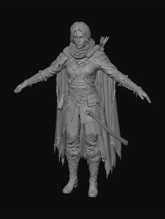 3D model for Lean athletic Barovian scout woman with pale weathered skin, sharp observant eyes, long dark hair loosely tied back, hardened suspicious expression. Wears layered leather armor, dark cloak, fur-lined hood, belts, pouches, worn boots, practical cold-weather survival gear. Carries simple bow, hunting knife, rough quiver. Agile build adapted for stealth and endurance, posture tense and alert. Clothing muddy, worn, repaired repeatedly. Light scars and exhaustion from surviving Barovia’s wilderness. Grounded dark fantasy realism, Curse of Strahd tone, believable anatomy, clean geometry for 3D modeling. Full body image.

Negative Prompt

sexy ranger, clean armor, glowing magic, fantasy princess, anime, polished gear, exaggerated curves, heroic pose, cartoon, elegant hunter