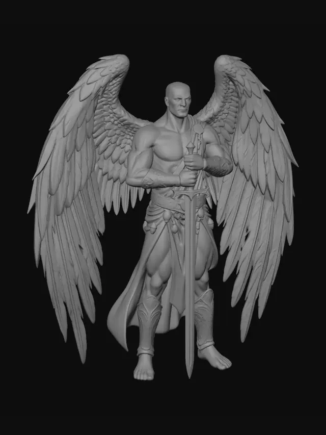 3D model for Full body, feet visible. Towering planetar angel w/massive muscular build, smooth opalescent green skin, bald head, & piercing radiant eyes filled with divine authority. Enormous white feathered wings spread wide w/layered realistic plumage. Wears flowing pale cloth garments, ornate golden bracers, greaves, & celestial adornments. Holds an immense 2-handed greatsword upright w/effortless grace. Expression stern, wise, & utterly incorruptible. Presence overwhelming & godlike: a living weapon of divine judgment. Atmosphere sacred, majestic, & awe-inspiring rather than wrathful. Grounded fantasy realism, believable anatomy, highly detailed feathers & metalwork, clean geometry.
Negative Prompt
demon angel, dark wings, horror creature, cartoon, anime, sci-fi armor, excessive glowing effects