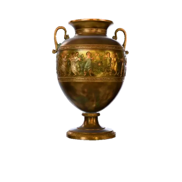 Painted Bronze Urn 3D model, AI generated