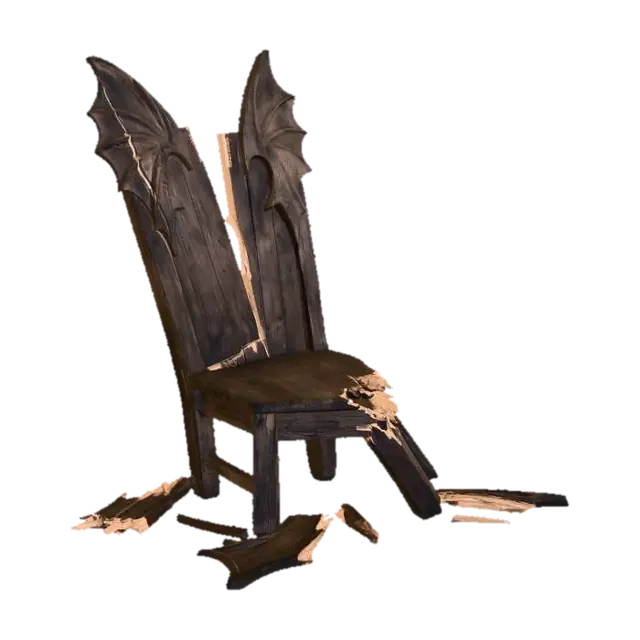 Smashed Dragon-Wing Chair - Fragmented 3D model, vytvořený pomocí AI