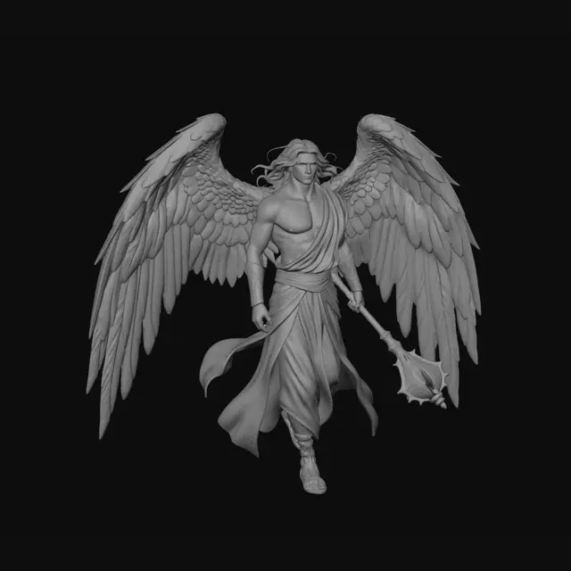 3D model for Full body, feet visible. Majestic deva angel w/flawless silvery skin, luminous pale eyes, & flowing golden-blond hair shining w/unearthly radiance. Large feathered white wings spread wide w/layered realistic plumage. Beautiful humanoid form w/serene but powerful presence, athletic build, calm expression filled w/divine compassion & ancient wisdom. Wears elegant flowing cloth, golden bracers, & celestial garments that move softly in the wind. Carries an ornate radiant mace w/subtle holy glow. Atmosphere sacred, noble, & awe-inspiring; not aggressive. Grounded fantasy realism, believable anatomy, highly detailed feathers & skin textures, clean geometry.
Negative Prompt
demon wings, dark angel, horror creature, excessive armor, cartoon, anime, sci-fi angel, oversized muscles, glowing neon