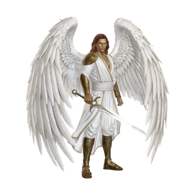 Full body, feet visible. Awe-inspiring solar angel w/towering divine presence,… - Greatsword 3D model, vytvořený pomocí AI