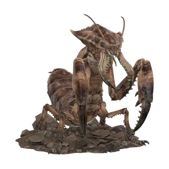 Full body, feet visible. Massive ankheg with armored insectoid body covered in… - Predatory 3D model, vytvořený pomocí AI