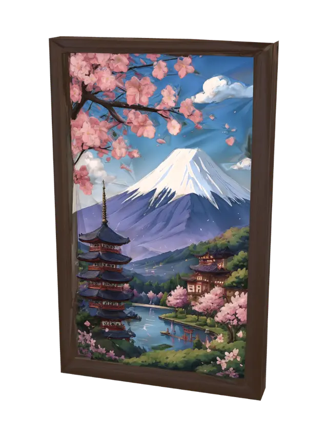 3D model for Cherry Blossoms Over Mount Fuji