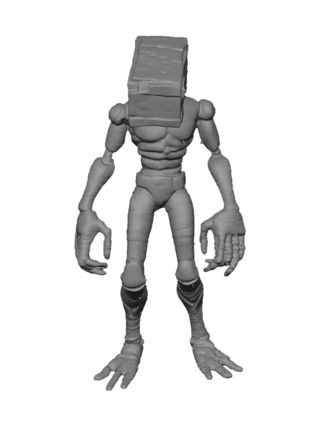 3D model for Aesthetic & Style: Minimalist, sleek, and terrifyingly fast. It shouldn't look like a "rock" monster; it should look like it’s made of the "nothingness" of the void.

Body Structure: A tall, thin, humanoid figure made of pitch-black voxel blocks. It lacks a mouth or nose. Its limbs are unnaturally long and segmented, giving it a "stalking" motion.

Key Details: The only thing visible is its two neon-purple, slit-pupil eyes and a faint, shimmering purple "static" effect (like a corrupted digital file) trailing behind it as it moves. It shouldn't have a solid walk animation; it should look like it’s flickering or vibrating across the map.

AI Prompt Tags: shadowy humanoid monster, neon purple slit eyes, void creature, corrupted static effect, tall slender limbs, pitch black voxel blocks, omi