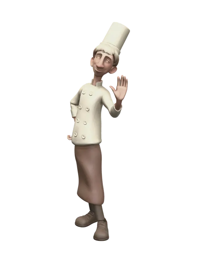 Realistic Chef From Ratatouille - Cook 3D model, vytvořený pomocí AI